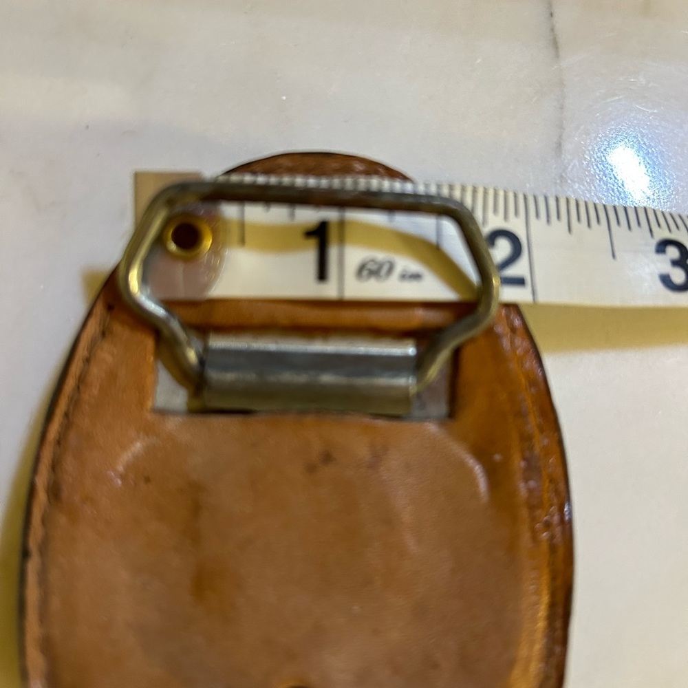 Leather hand made belt buckle with velour accent. Vintage - Picture 8 of 8